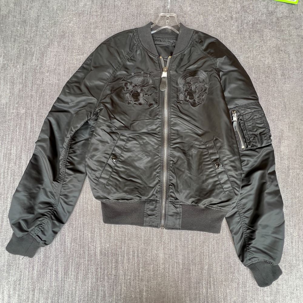 Alpha Industries Limited Edition Bomber Jacket Mens Black Embroidered Full Zip